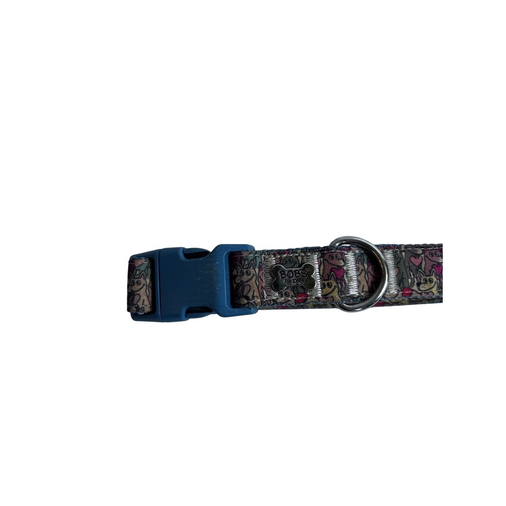 BOBS Skechers Dog Collar Small Blue Pink Cartoon Heart Print Pet Accessory